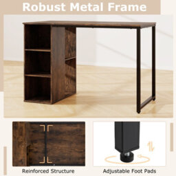 Costway 115 X 59 Cm Computer Desk Modern Home Office Desk With Storage Shelves-Brown - thumbnail 7