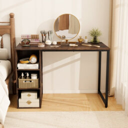 Costway 115 X 59 Cm Computer Desk Modern Home Office Desk With Storage Shelves-Brown - thumbnail 5