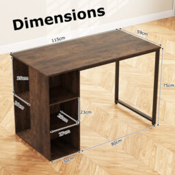 Costway 115 X 59 Cm Computer Desk Modern Home Office Desk With Storage Shelves-Brown - thumbnail 3