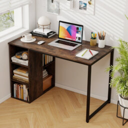 Costway 115 X 59 Cm Computer Desk Modern Home Office Desk With Storage Shelves-Brown