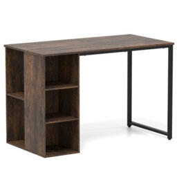 Costway 115 X 59 Cm Computer Desk Modern Home Office Desk With Storage Shelves-Brown - thumbnail 2