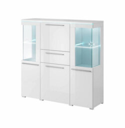 Arte Modern India 46 Display Cabinet 1300mm White Gloss & Matt - Versatile Organiser W1300mm H1280mm D390mm