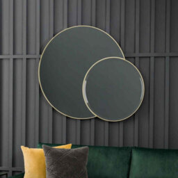 Xample Gallery Ostia Champagne Dual Mirror Contemporary Vertical Wall Mirror With Interlocking Circular Frames, Glass & Mdf, 90X111Cm