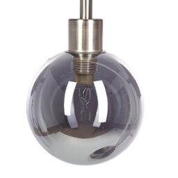Beliani Table Lamp Silver Glass Shade Round Night Desk Light Modern Glam Ambient Glow - thumbnail 3