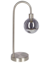 Beliani Table Lamp Silver Glass Shade Round Night Desk Light Modern Glam Ambient Glow - thumbnail 2