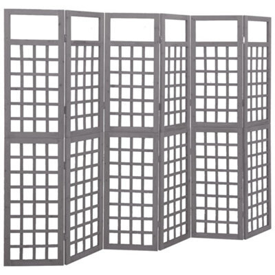 Berkfield 6-Panel Room Divider/trellis Solid Fir Wood Grey 242.5X180 Cm - image 1