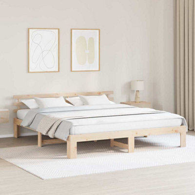Berkfield Natural Pine Wood Bed Frame Natural Solid Pine Wood 180 X 200 Cm - image 1