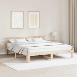 Berkfield Natural Pine Wood Bed Frame Natural Solid Pine Wood 180 X 200 Cm - thumbnail 1