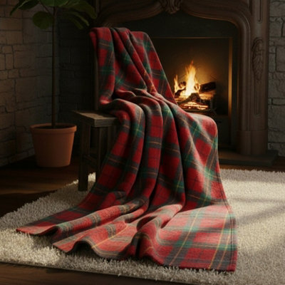 Tartan Check Soft Feel Print Christmas Throw Blanket Home Decor Gift Red 150X200Cm - image 1