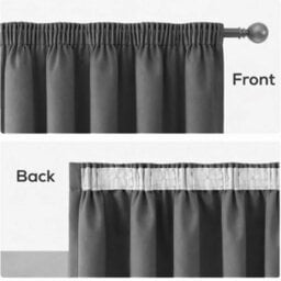 Bedlooms Dark Grey Blackout Thermal Insulated Ready Made Pencil Pleat Single Curtain Panel 66 X 84 Inches With Tie Back - thumbnail 6