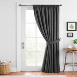 Bedlooms Dark Grey Blackout Thermal Insulated Ready Made Pencil Pleat Single Curtain Panel 66 X 84 Inches With Tie Back - thumbnail 2