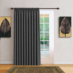 Bedlooms Dark Grey Blackout Thermal Insulated Ready Made Pencil Pleat Single Curtain Panel 66 X 84 Inches With Tie Back - thumbnail 1