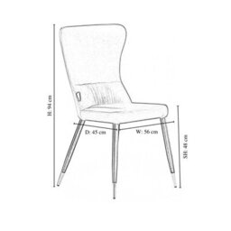 Life Interiors Single Grey New York Modern Velvet Dining Chair With High Back, Black Metal Legs, And Gold Tips - thumbnail 5