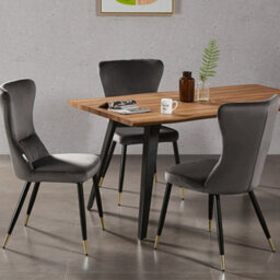 Life Interiors Single Grey New York Modern Velvet Dining Chair With High Back, Black Metal Legs, And Gold Tips - thumbnail 7