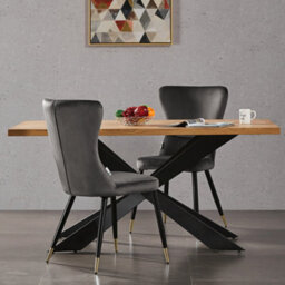 Life Interiors Single Grey New York Modern Velvet Dining Chair With High Back, Black Metal Legs, And Gold Tips - thumbnail 6