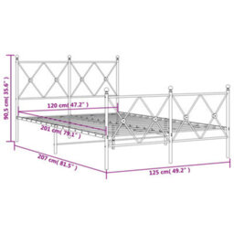 Berkfield Metal Bed Frame Without Mattress With Footboard White 120X200Cm - thumbnail 8