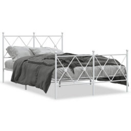 Berkfield Metal Bed Frame Without Mattress With Footboard White 120X200Cm - thumbnail 2