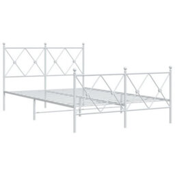 Berkfield Metal Bed Frame Without Mattress With Footboard White 120X200Cm - thumbnail 3