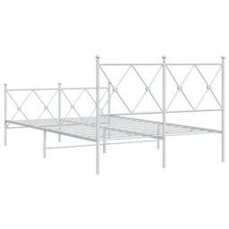 Berkfield Metal Bed Frame Without Mattress With Footboard White 120X200Cm - thumbnail 6