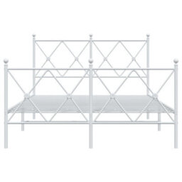 Berkfield Metal Bed Frame Without Mattress With Footboard White 120X200Cm - thumbnail 4