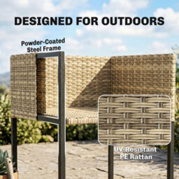 Outsunny Rattan Garden Furniture Set, Rattan Table And Chairs With Cushions - thumbnail 7