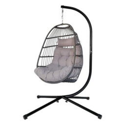 Alivio Hanging Egg Chair Basket Chair With Cushion, Swing Egg Chair For Indoor Outdoor Patio Garden - Grey - thumbnail 4