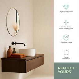 Mood Premium Oval Bathroom Mirror Gold Framed Wall Mounted, Frame Modern & Stylish (70Cm X 50Cm) - thumbnail 3