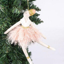 Shatchi 3Pcs Light Pink Ballerina Doll 14X20Cm - Christmas Tree Ornaments Fairy Tale Themed Xmas Tree Pendant - thumbnail 4
