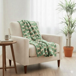 Homespace Direct Ltd Homespace Direct Highland Cow Blanket/throw For Sofa Chair Bed Green 120X150Cm - thumbnail 2