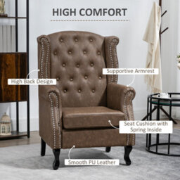 Wyld Haus Selato Brown Wingback Accent Chair With Chesterfield Tufting And Nailhead Trim, 72X70X108Cm - thumbnail 5
