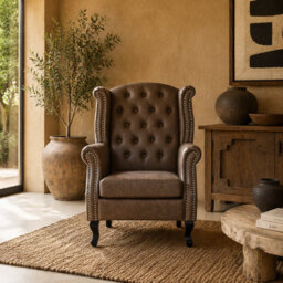 Wyld Haus Selato Brown Wingback Accent Chair With Chesterfield Tufting And Nailhead Trim, 72X70X108Cm - thumbnail 2
