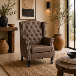 Wyld Haus Selato Brown Wingback Accent Chair With Chesterfield Tufting And Nailhead Trim, 72X70X108Cm - thumbnail 1