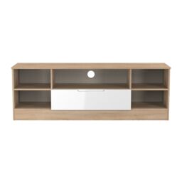 Messina Gloss Bardolino Oak Effect Tv Stand With 2 Shelves & 1 Drawers, (H)49.5Cm X (W)144.2Cm X (D)40Cm - thumbnail 2