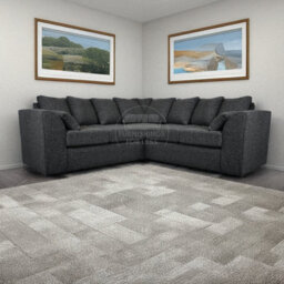 Furnishings For Less UK Paris Charcoal Boucle Fabric 5 Seater L Shaped Corner Sofa Scatter