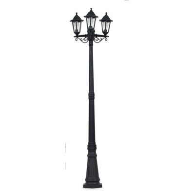 Valuelights Mayfair Traditional Victorian Style 1.95M Black 3 Way Ip44 Outdoor Garden Lamp Post Light With Led Bulb - image 1