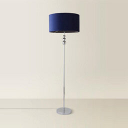Valuelights Marissa Chrome Stacked Ball Floor Lamp With Navy Blue Velvet Shade - Led Bulb Included - thumbnail 6