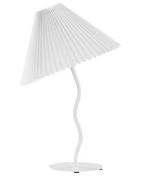 Beliani Table Lamp, White Powder-Coated Iron Base, Pleated Shade - thumbnail 2