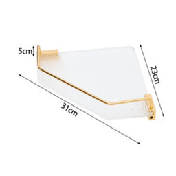 Living And Home Gold Floating Corner Shelf Wall Mounted Acrylic Bathroom Corner Rack Shower Storage Organizer - thumbnail 7
