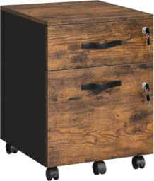 Mobile Filing Cabinet With Locks, Rolling Office Storage, Adjustable Rails, Document Organizer, Rustic Brown And Ink Black - thumbnail 6