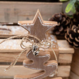 Annibells Wooden Christmas Tree Ornament With Star & Bells (11157) - Small - thumbnail 2
