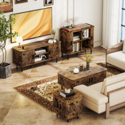 Homcom Tv Unit For Living Room, Tv Stand, Rustic Brown - thumbnail 9