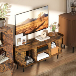 Homcom Tv Unit For Living Room, Tv Stand, Rustic Brown - thumbnail 8