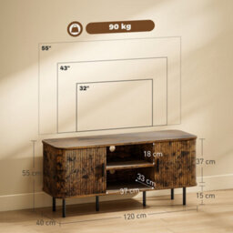 Homcom Tv Unit For Living Room, Tv Stand, Rustic Brown - thumbnail 3