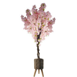 Pegdev - Pdl - 150Cm Artificial Pink Cherry Blossom Tree With 40Cm Zandi Flowers Fibreglass Planter Rustic Indoor Plant Pot - thumbnail 1