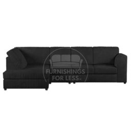 Furnishings For Less UK Luxor Black Jumbo Cord Large 5 Seater Corner Sofa Long Left Hand Facing - Full Back - thumbnail 1