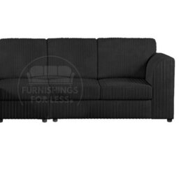 Furnishings For Less UK Luxor Black Jumbo Cord Large 5 Seater Corner Sofa Long Left Hand Facing - Full Back - thumbnail 3
