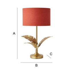 Valuelights Christina Rust Red Drum Shade Gold Palm Leaf Detail Single Stem Table Lamp - thumbnail 8