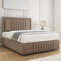 Bsspoke Lily Divan Bed Set Mink Plush Velvet 24Inch Headboard & Footboard 2 Drawers Footend & Mattress In 4Ft 4Ft6 5Ft 6Ft - thumbnail 3