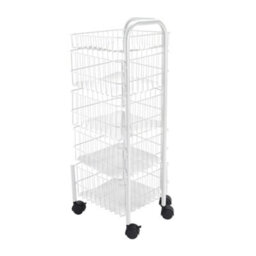 Living And Home White Iron Wire Multi-Layer Rotating Trolley Rack For Kitchen - thumbnail 3