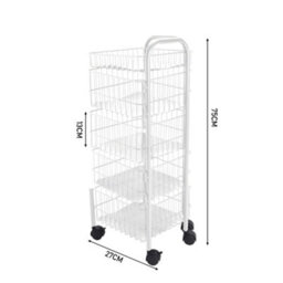 Living And Home White Iron Wire Multi-Layer Rotating Trolley Rack For Kitchen - thumbnail 5